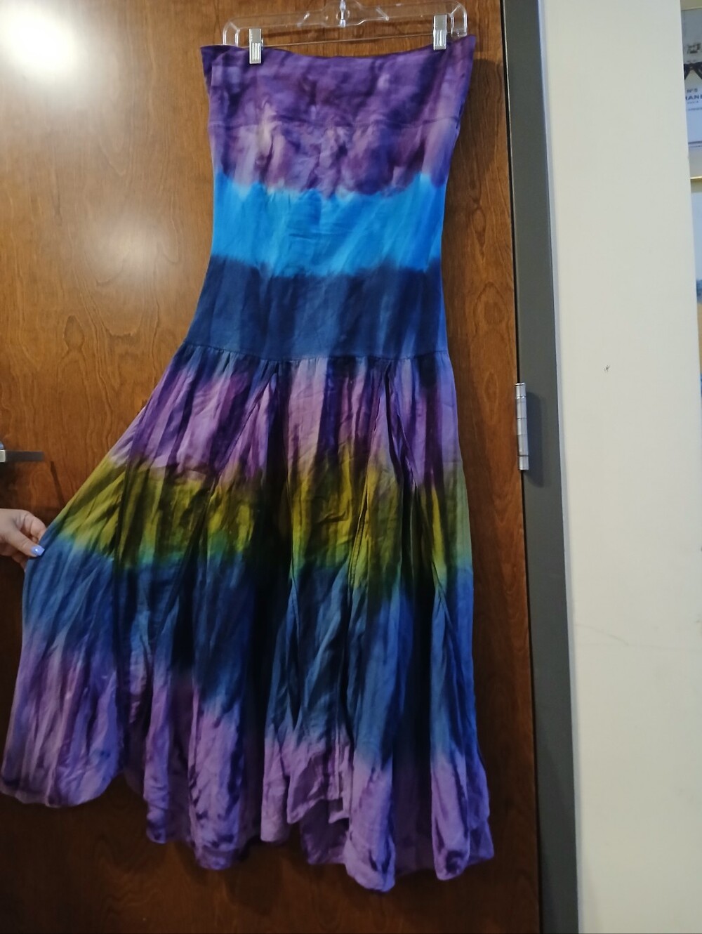 NWOT/ SEASONS tye dye strapless maxi dress
